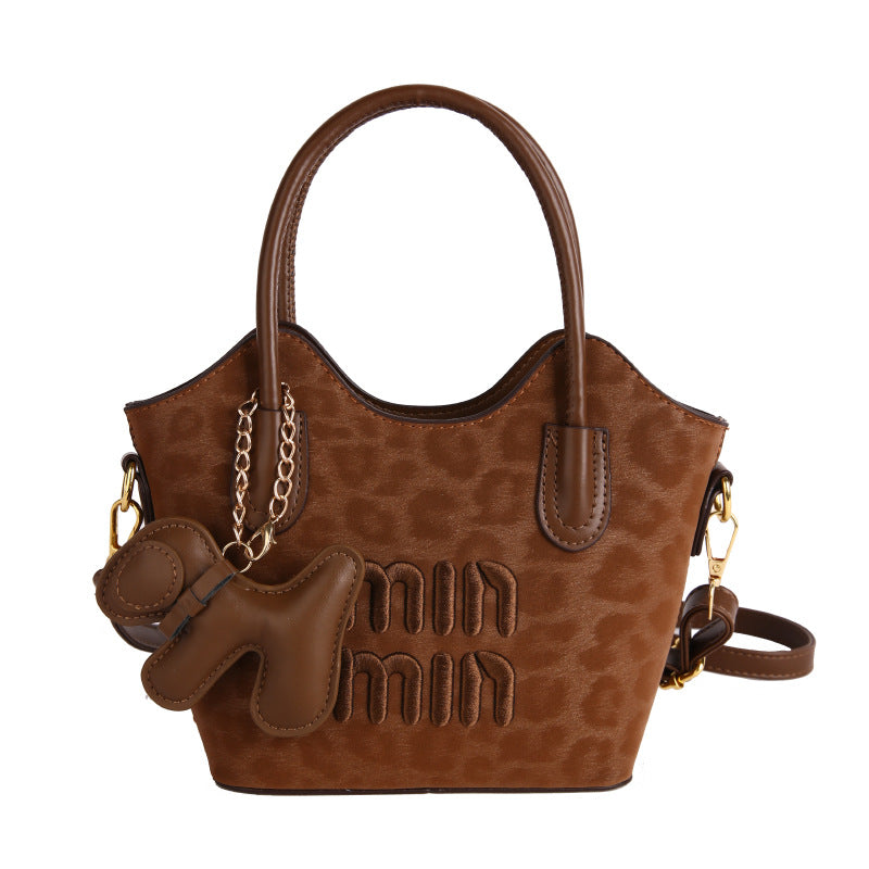 Western Style Messenger Bag Women's High-Grade Fashionable Letter Leopard Print Hand Bag Large Capacity Trendy One-Shoulder Bag
