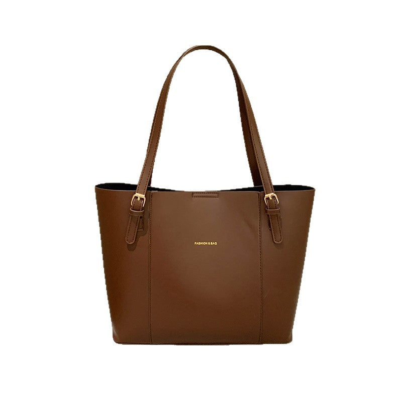 Women's Simple Color Contrast Patchwork Pu Tote Bag Large Capacity Daily Commuter's All-Matching Portable Shoulder Bag
