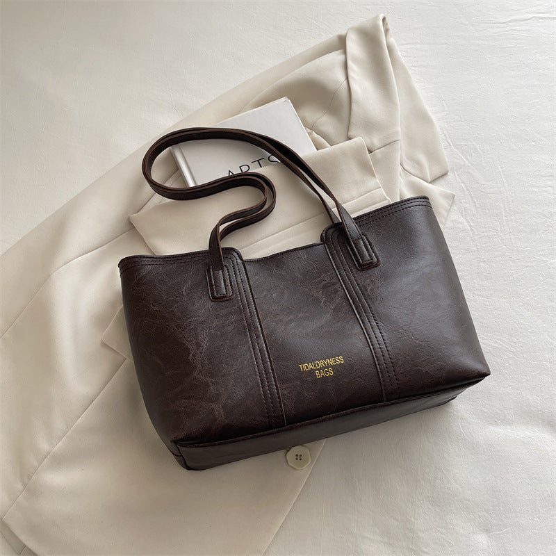 New Women's Large Capacity Casual Tote Bag Advanced Texture Shoulder Bag Commuter's All-Matching Fashion Item