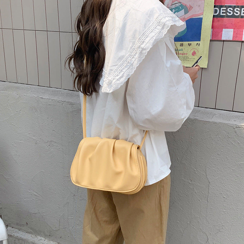 2025 Trendy Pleated Crossbody Bag for Women, Fashionable Small Square Shoulder Bag with Magnetic Closure and Inner Pockets