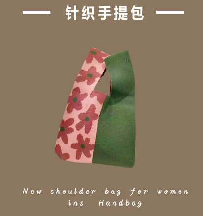 Vest Bag Women's Korean Knitted New Year Knitted Bag Hand Bag Knitted Oblique Bag