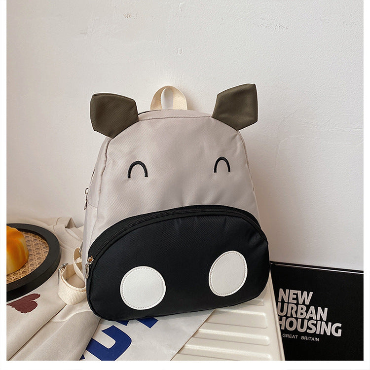 Cute Animal Cartoon Backpack for Kids - Stylish Dual-Shoulder Bag with Zipper Closure and Phone Pocket