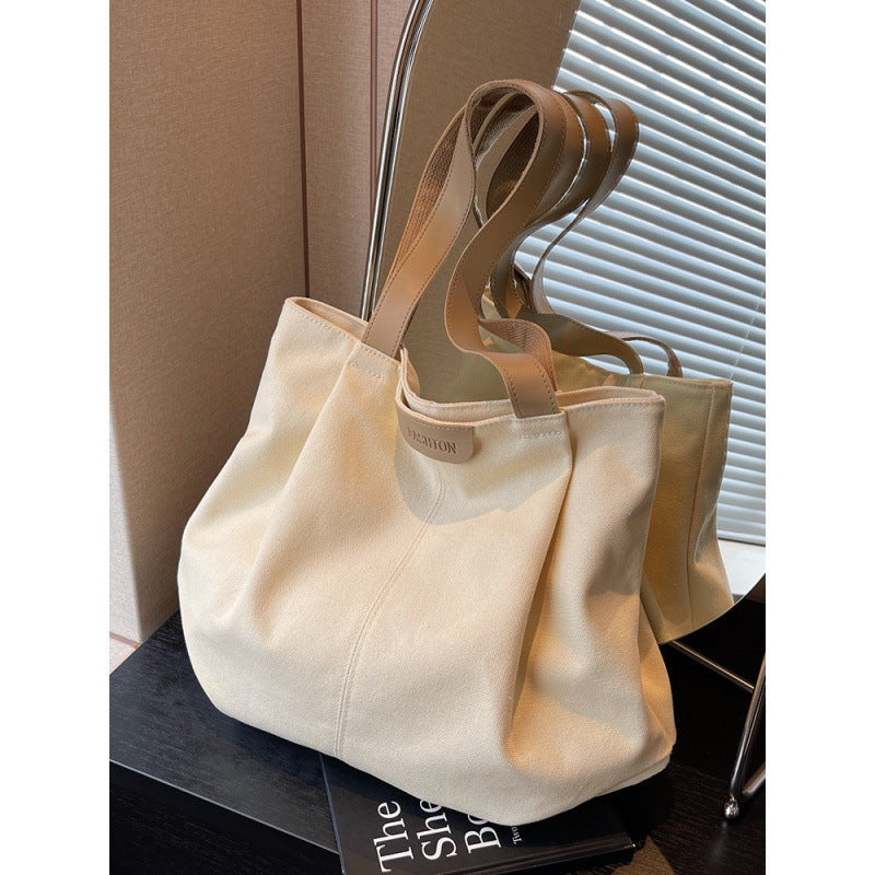 Large Capacity Canvas Tote Bag for Women 2024 Autumn Fashion Casual Shoulder Handbag Perfect for Daily Commute and School