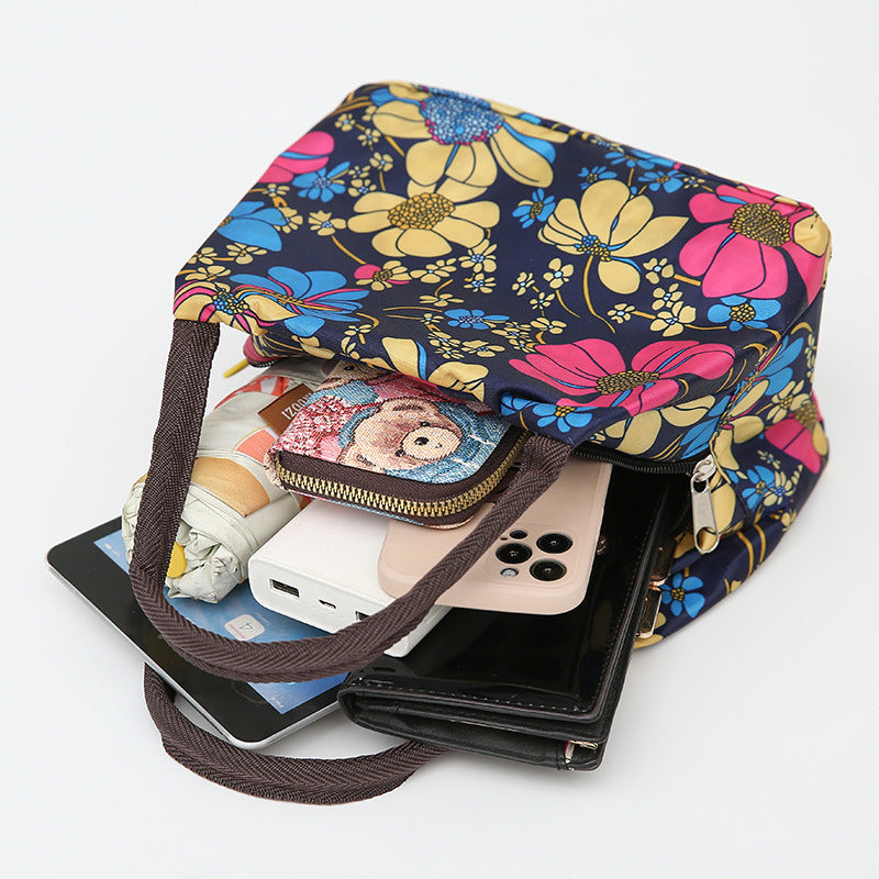 Stylish Waterproof Nylon Handbag with Floral Print for Women - Perfect for Daily Use and Travel