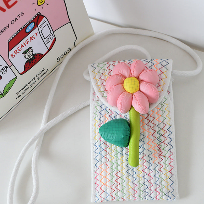 Cute Flower Embroidered Woven Crossbody Bag for Women, Summer Fashion Street Style Small Shoulder Bag with Magnetic Closure