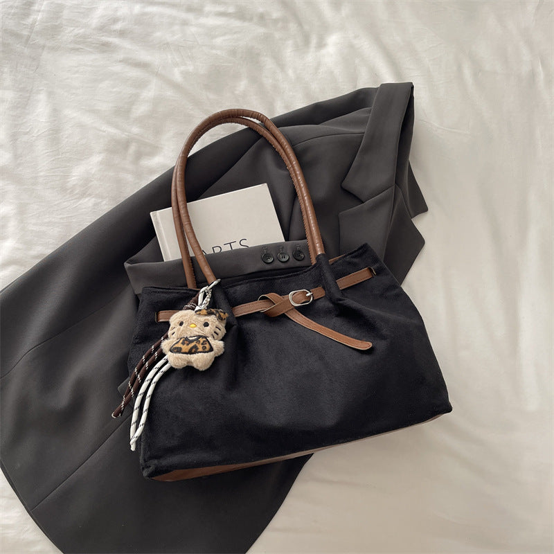 Fashionable Casual Large-Capacity Suede Tote Bag New Commuter Super Popular High-Grade Shoulder Bag for Women