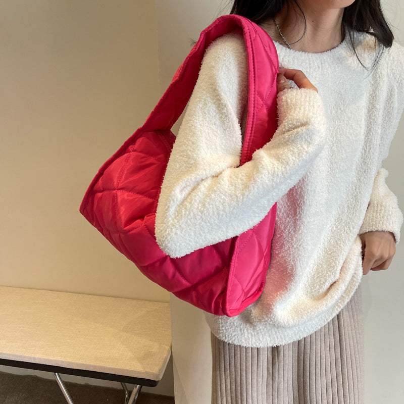 Tote Bag Women's New Fashion Rhombus Shoulder Bag Casual Simple Handbag