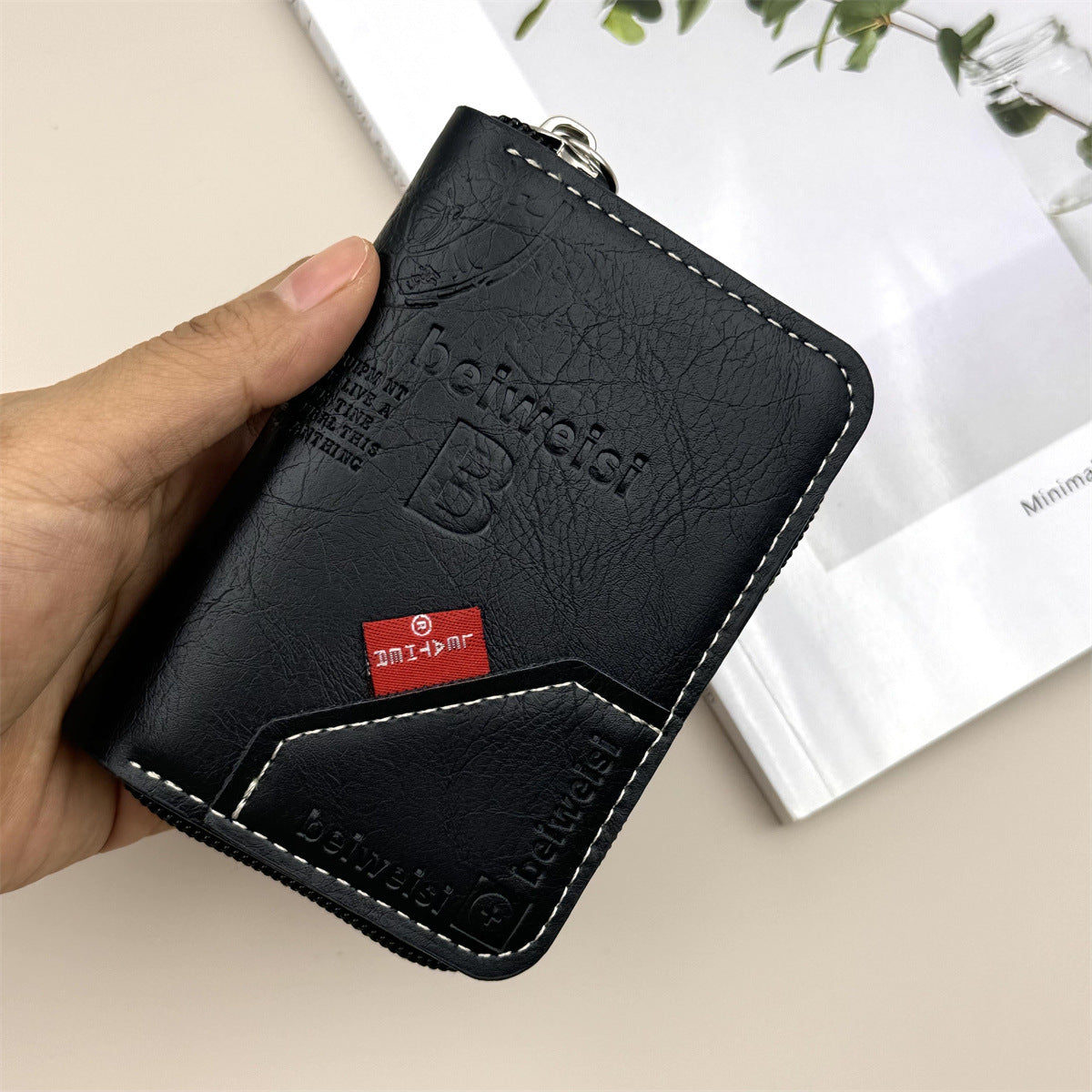 Men's Wallet Fashion Pu Multiple Card Slots Zipper Card Holder Multifunctional Daily Storage Coin Purse