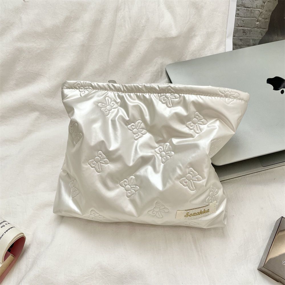 Korean Style Quilted PU Women's Handbag Cosmetic Bag Skin Care Products Buggy Bag Multi-Functional Travel Daily Matching Ins Style