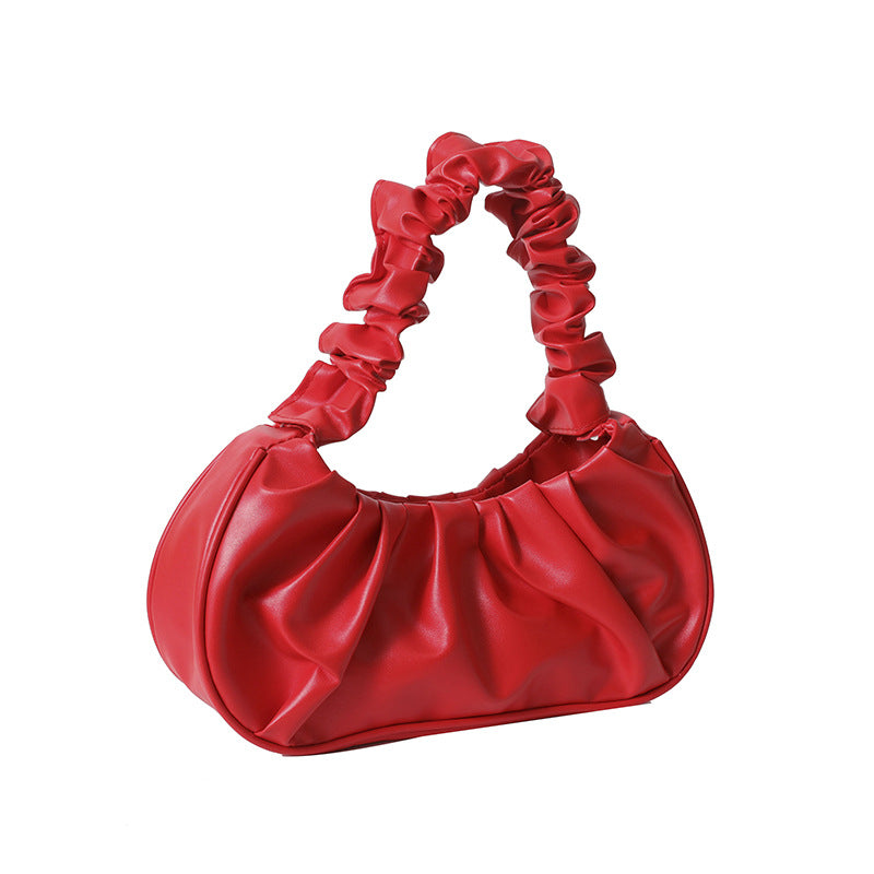 New Pu Pleated Cloud Bag Women's Shoulder Underarm Bag Fashion Trend Everyday Joker Handbag