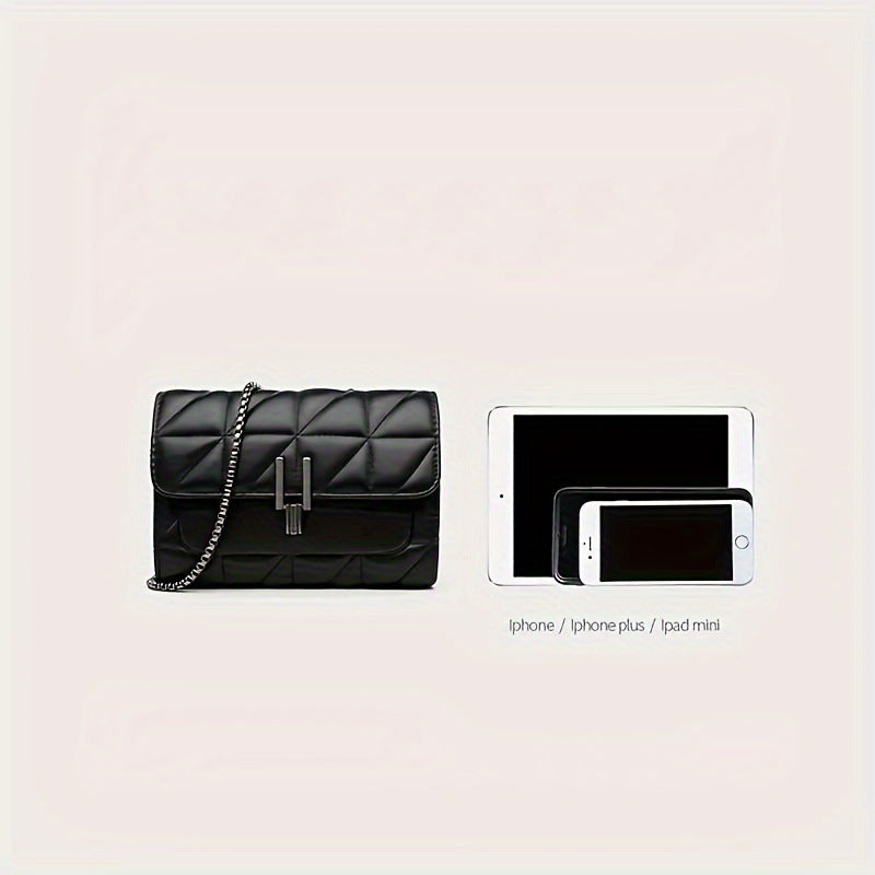 Stylish Quilted Chain Shoulder Bag for Women, Fashionable Crossbody Design with Lock Closure and Inner Zip Pocket