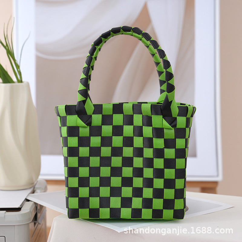 Dopamine Color Gift Bag Large Capacity Portable Vegetable Basket Crossbody Outdoor All-Matching Handbag Fashion