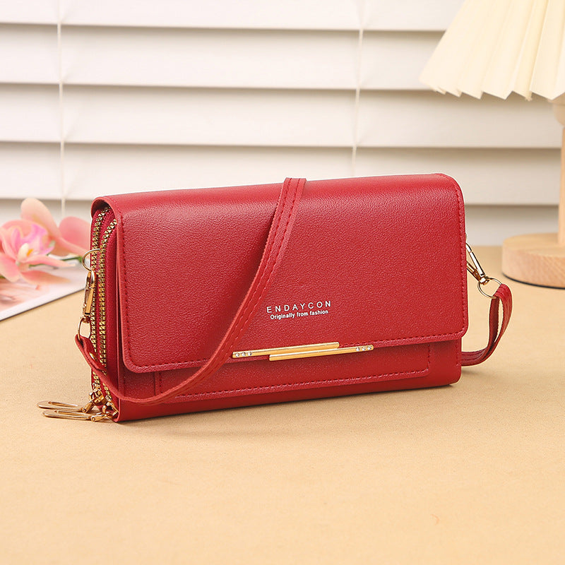 New Ladies Stylish and Versatile Crossbody Wallet Chain Design Card Storage City Simple Style Everyday Joker