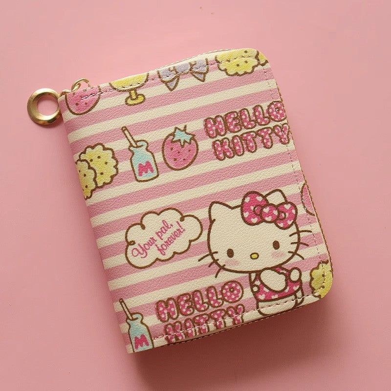 Cartoon Hellokitty Girls' Bank Card Coin Bag Coin Pocket Mini Cute Zipper Creative Small Wallet