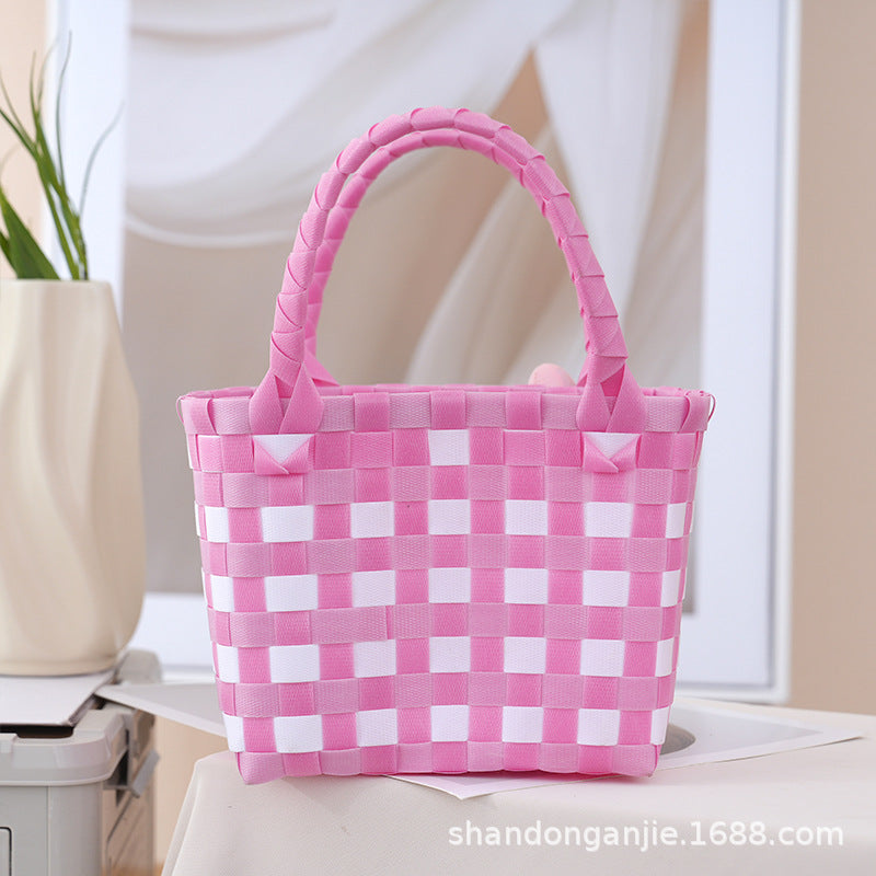 Dopamine Color Gift Bag Large Capacity Portable Vegetable Basket Crossbody Outdoor All-Matching Handbag Fashion