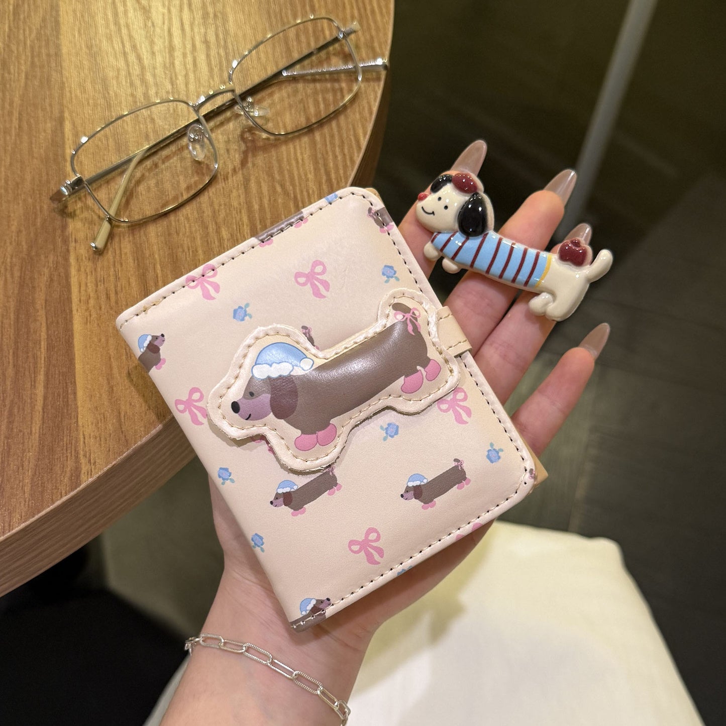 Korean Style Cute Sausage Dog Short Wallet Female Good-looking Multi-Card-Slot Card Holder Niche Portable Large-Capacity Coin Purse
