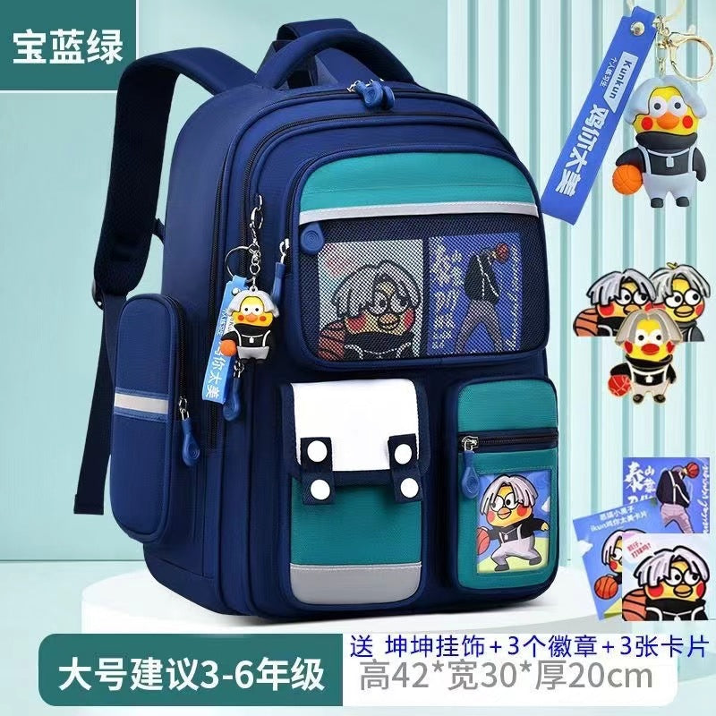 Cartoon Children's Schoolbag Burden-Reducing Spine Protection Large Capacity Breathable Waterproof