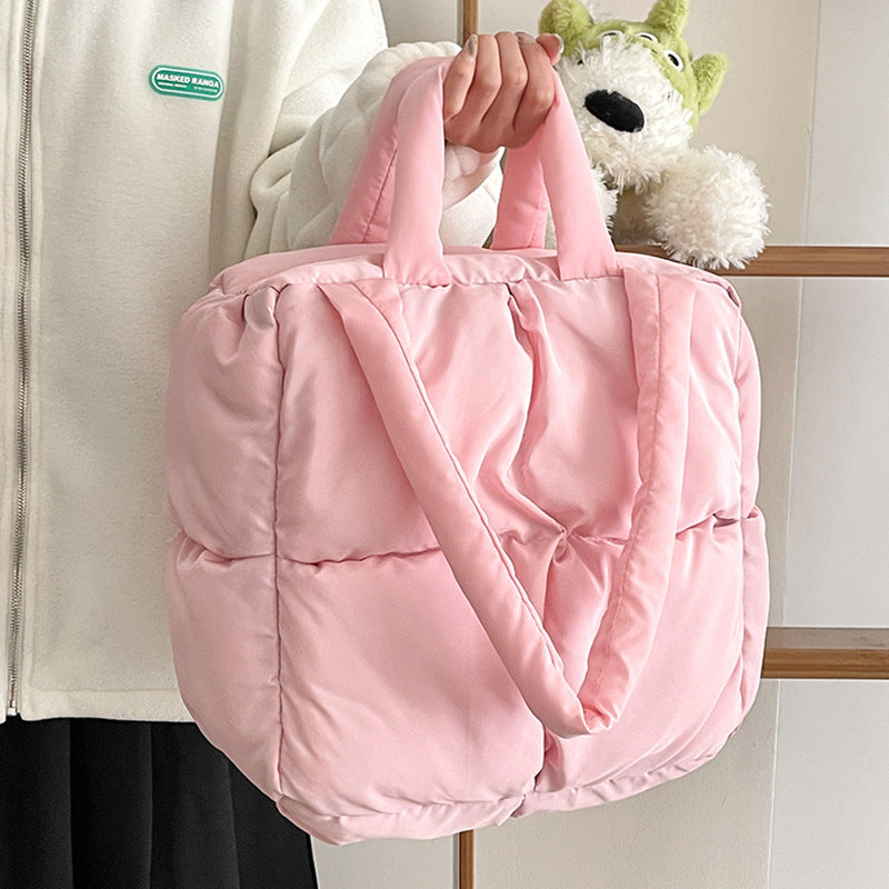 New Cotton-Padded Jacket Women's Korean-Style Large Capacity Fashion All-Match Shoulder down Bag Portable Tote Bag