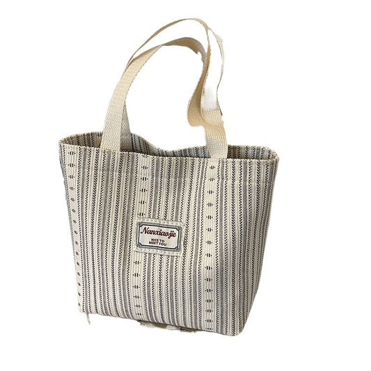 Canvas Bag Women's Fashion Striped Hand Carrying Class Tote Commuter Shoulder Bag