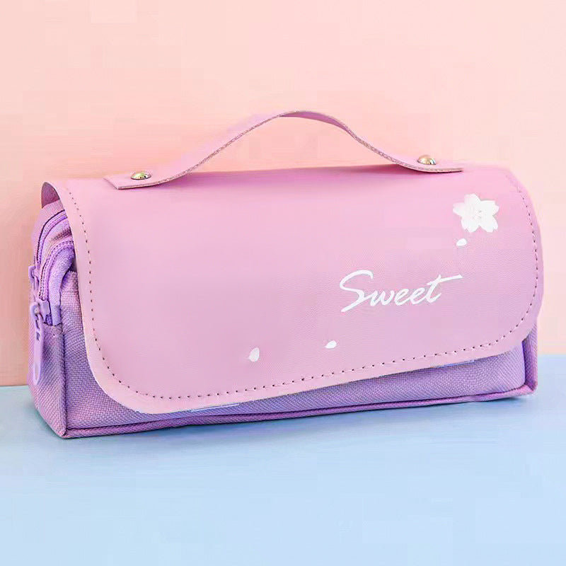 Cute Kawaii Pencil Case with Sweet Donut Charm and Multiple Compartments for Students