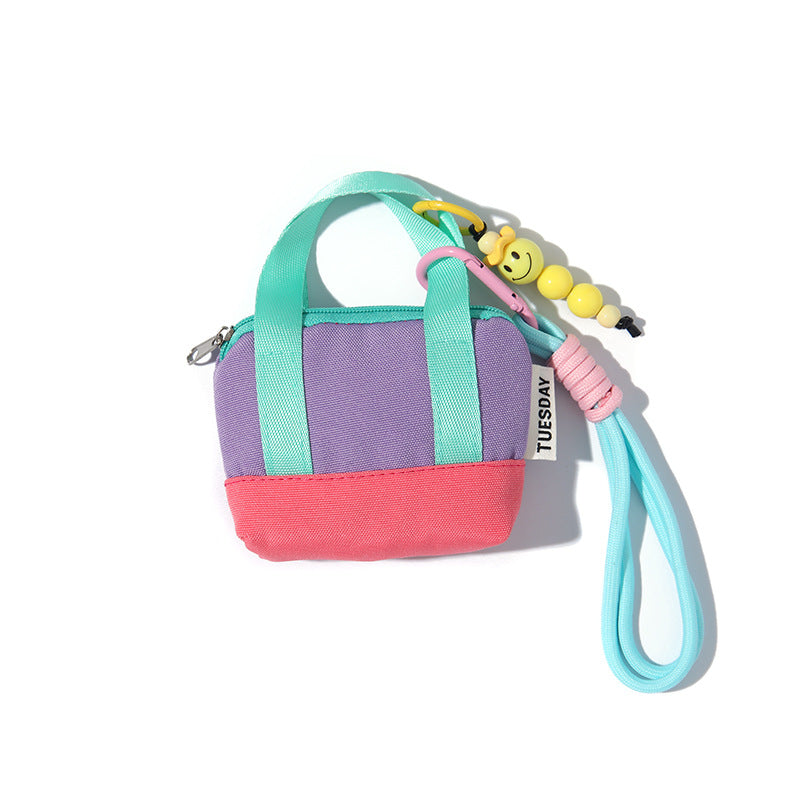 Dopamine Pink Mini Handbag Earphone Bag Storage Box USB Cable Protection Sleeve Organizing Folders Change Card Bag Fashion