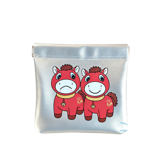New Year Cartoon Pony Storage Bag Silver Portable Cosmetic Bag Glasses Data Cable Buggy Bag