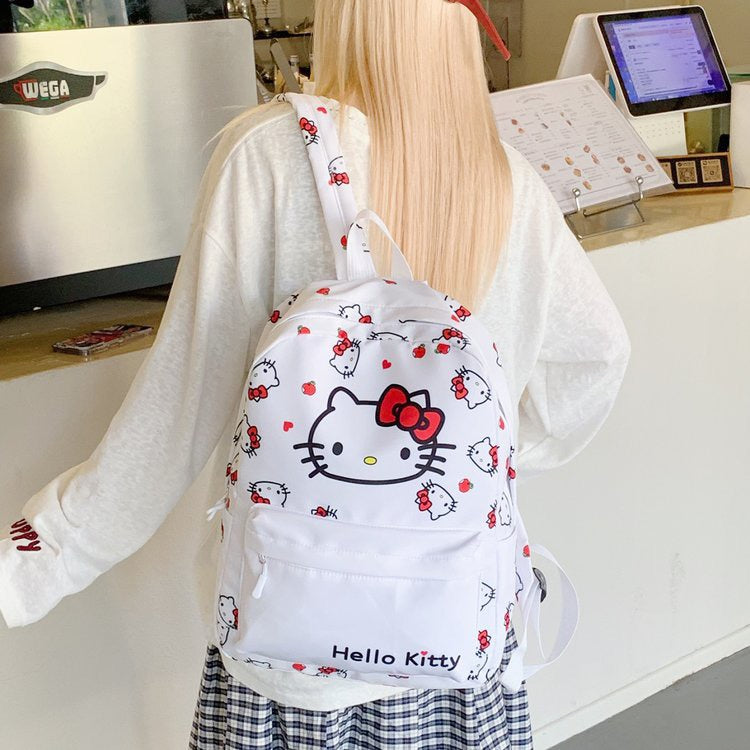 Cute Hello Kitty Backpack Student Schoolbag Lightweight Oxford Cloth Printing Design Comfortable Backpack for Women