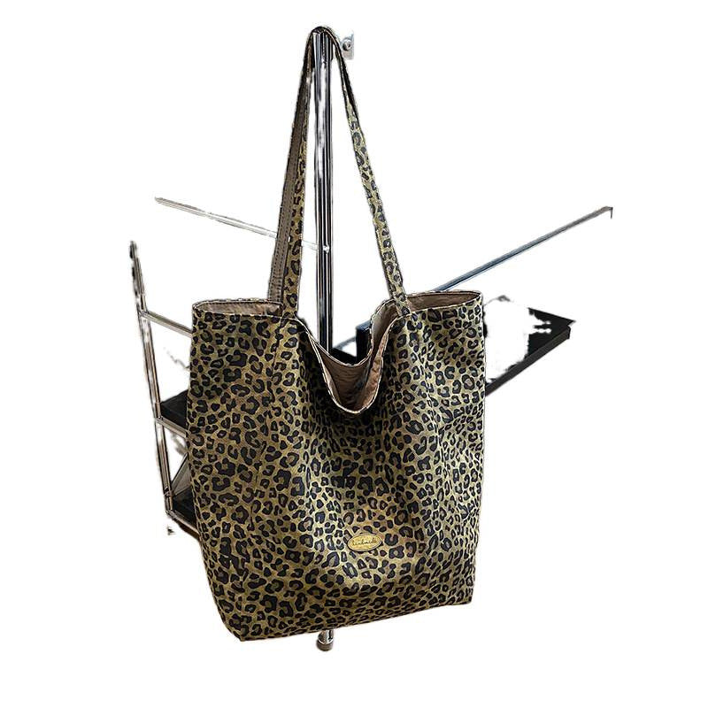Leopard Print Women's Tote Large Capacity Casual Shoulder Bag Daily Commuter's All-Matching Fashion Handbag
