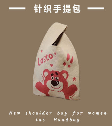 Vest Bag Women's Korean Knitted New Year Knitted Bag Hand Bag Knitted Oblique Bag