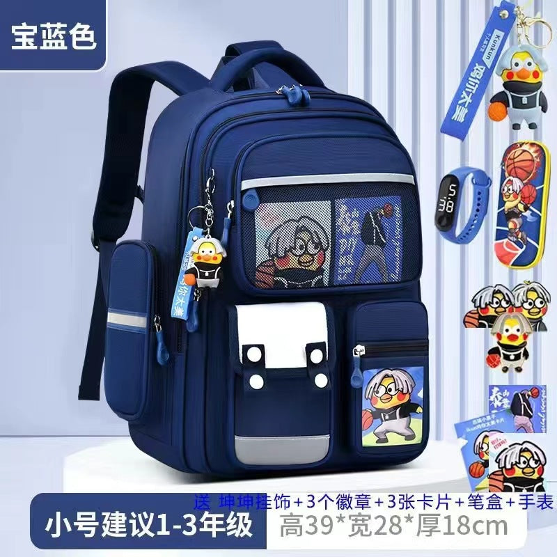 Cartoon Children's Schoolbag Burden-Reducing Spine Protection Large Capacity Breathable Waterproof