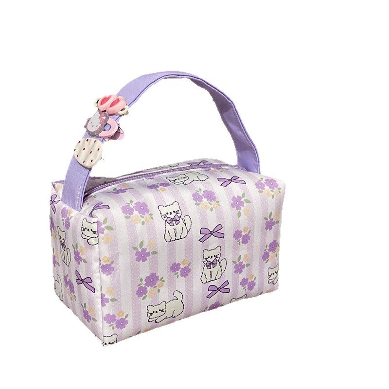 Women's Cosmetic Bag with Handle Design Lightweight and Large Capacity Storage Cosmetics and Daily Necessities Three-Dimensional Portable Good-looking