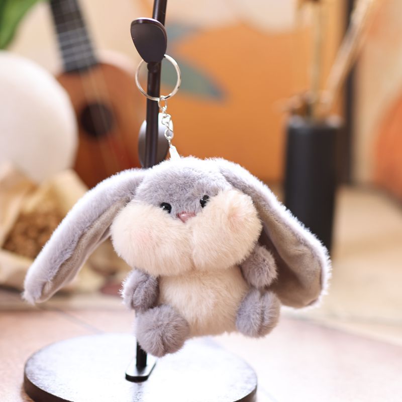 Cute Fluffy Bunny Keychain Plush Toy with Big Ears, Perfect for Bag or Keyring Decor
