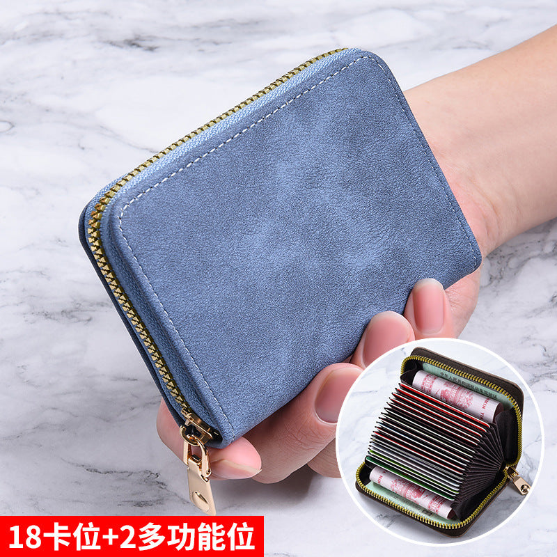 Women's Wallet Anti-Degaussing Expanding Card Holder 18 Card Position Zipper Coin Purse Daily Multi-Functional Credentials Storage