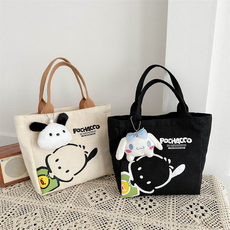Women's Canvas Bag New Simple Commute Lunch Box Lunch Bag Fashion Mini Portable Small Cloth Bag