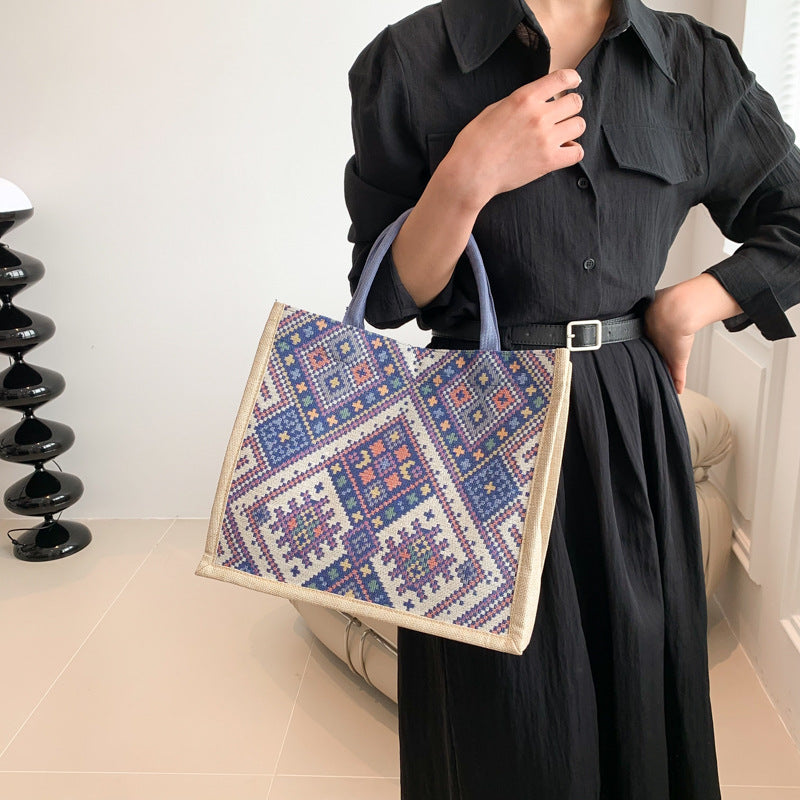 Ethnic Style Cotton and Linen Handbag for Women Summer New Fashion All-Matching Fashion Casual Bag
