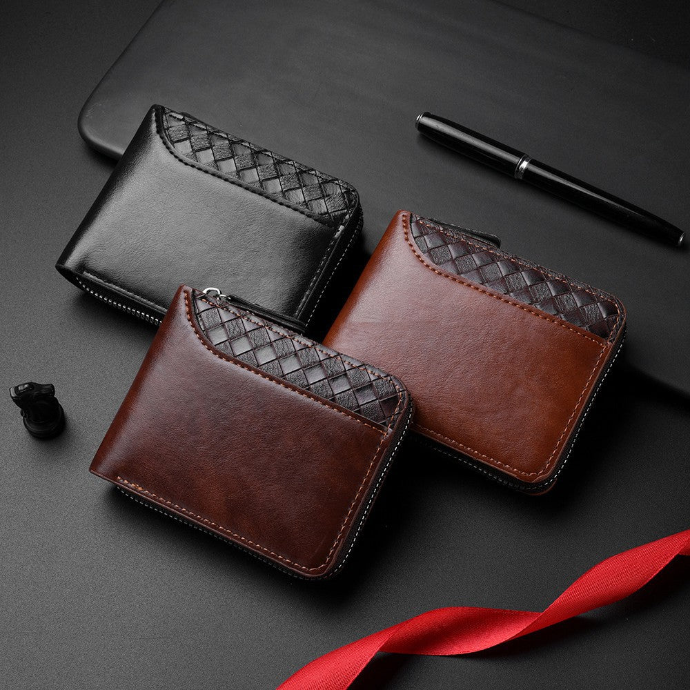 New Men's Zipper Wallet Short Youth Trendy Bag