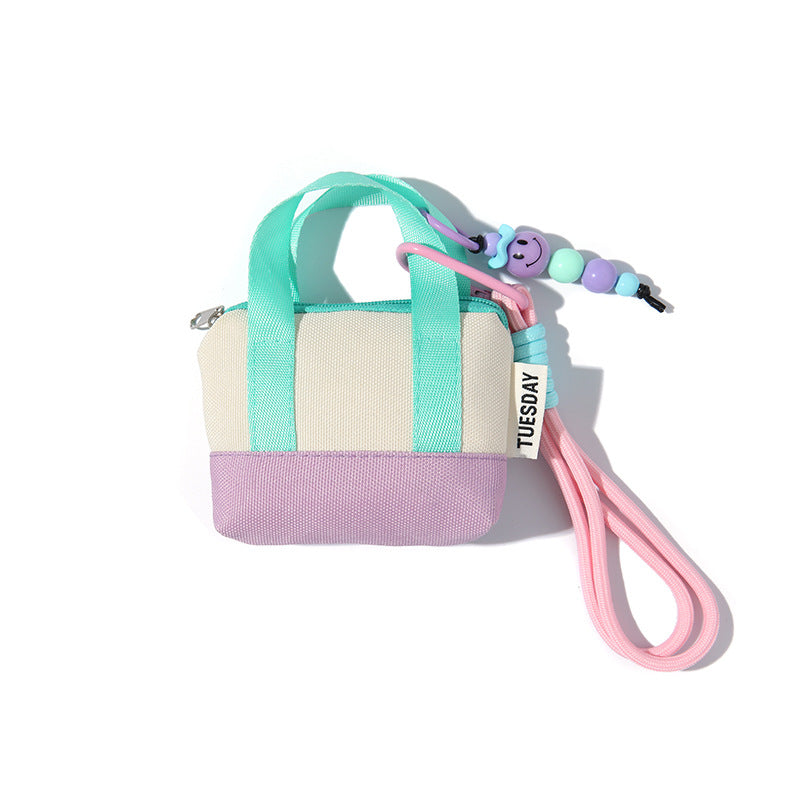 Dopamine Pink Mini Handbag Earphone Bag Storage Box USB Cable Protection Sleeve Organizing Folders Change Card Bag Fashion
