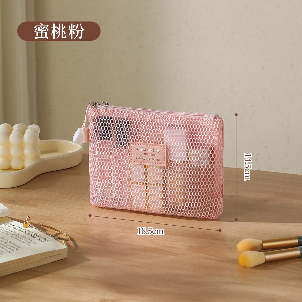 Breathable Mesh Makeup Bag with Zipper Closure, Lightweight Travel Organizer for Daily Use and Trip Essentials