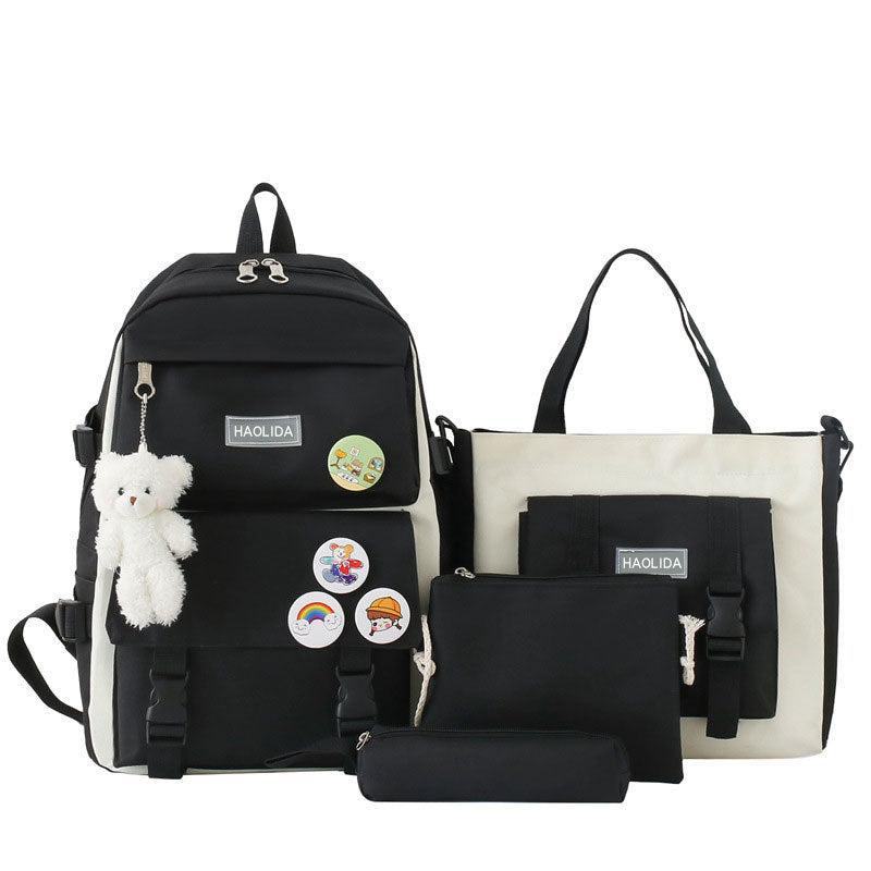 Cute Campus Style Backpack Set with Matching Bag and Accessories for Students
