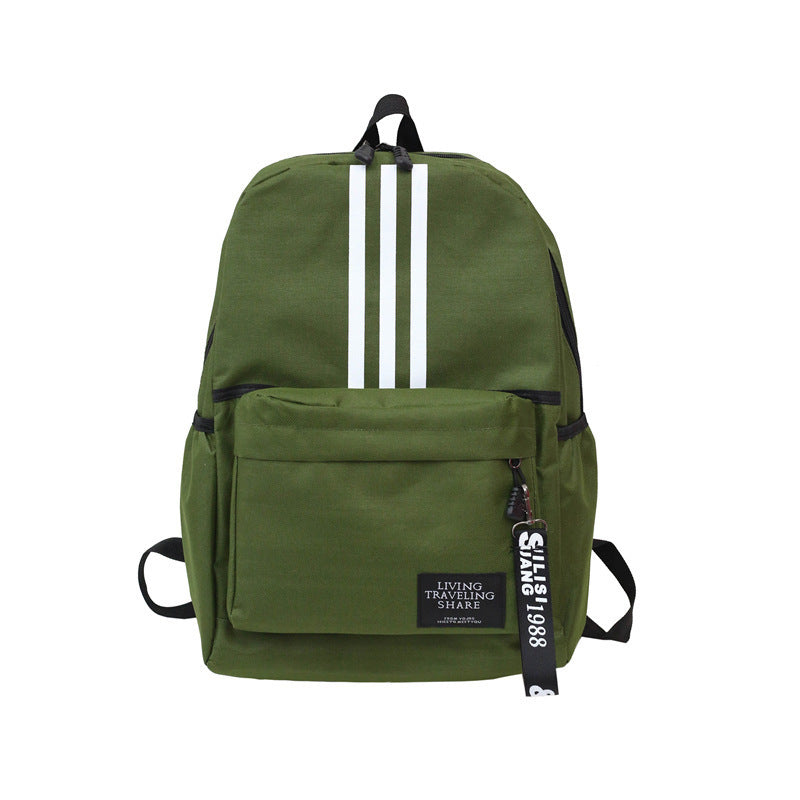 Women's Schoolbag Urban Simple Striped Backpack Student Schoolbag Waterproof and Hard-Wearing Large Capacity Unisex Campus Backpack