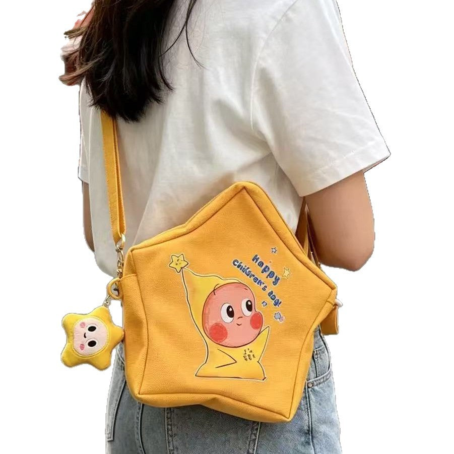 Cute Star Themed Crossbody Bag for Children's Day - Cartoon Design with Pendant, Perfect for Kids' Daily Use