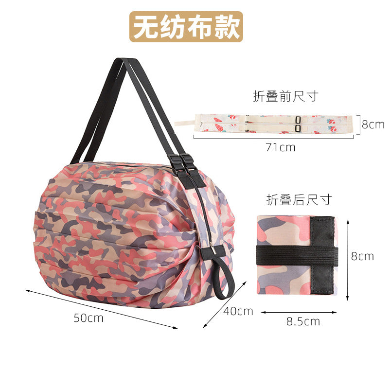 Foldable Large Capacity Shopping Bag One Shoulder Portable Environmental Protection Travel Thick Fashion Shopping Bag