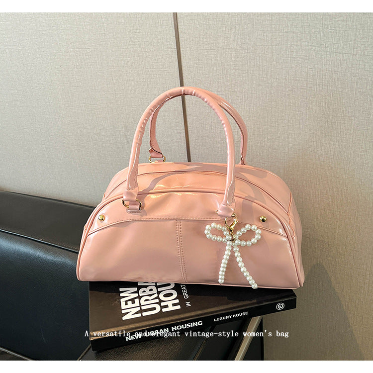 Bowling Bag Women's Fashionable Spring New Korean Style Large Capacity Commute Leisure Shoulder Underarm Handbag