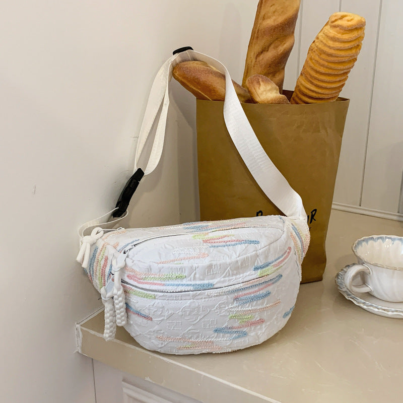 Simple Casual Women's Shoulder Messenger Bag Sewing Line Embroidered Adjustable Shoulder Strap Everyday Joker Practical
