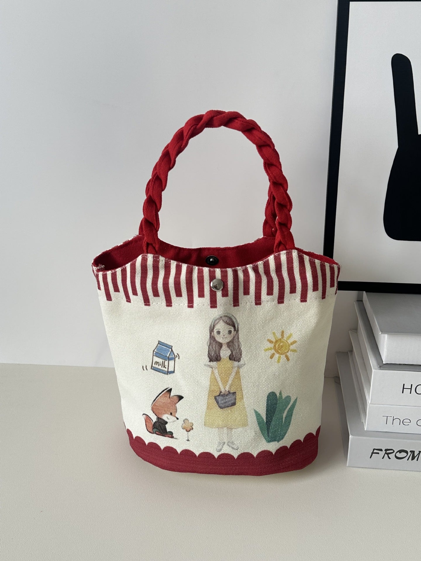 Vegetable Basket Bag Female Cartoon Cute Commuter Hand Carrying Child Storage Lunch Box Lunch Bag