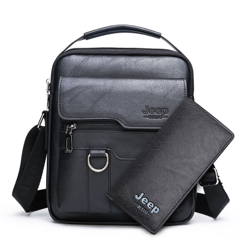 Retro Men's Shoulder Bag with Large Capacity, PU Leather Crossbody Bag for Business and Casual Use, Featuring Zipper Pockets and Stylish Stitching Design