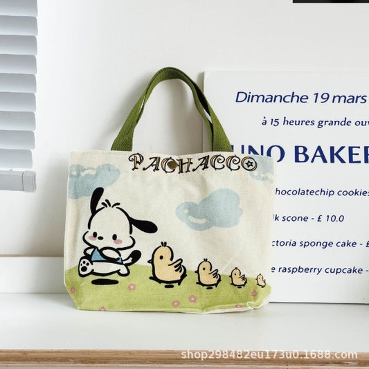 Cute Cartoon Canvas Tote Bag for Daily Use, Perfect for Students and Office Workers with Pochacco Design