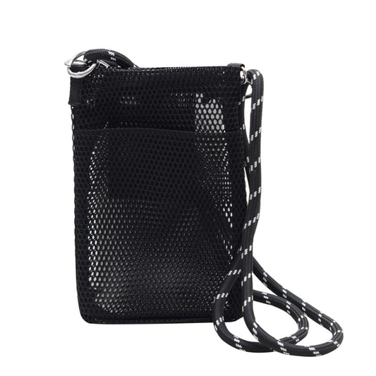 Sweet Fresh Cell Phone Bag Women's Summer Outdoor Single-Shoulder Bag Crossbody Mesh Portable Storage Bag