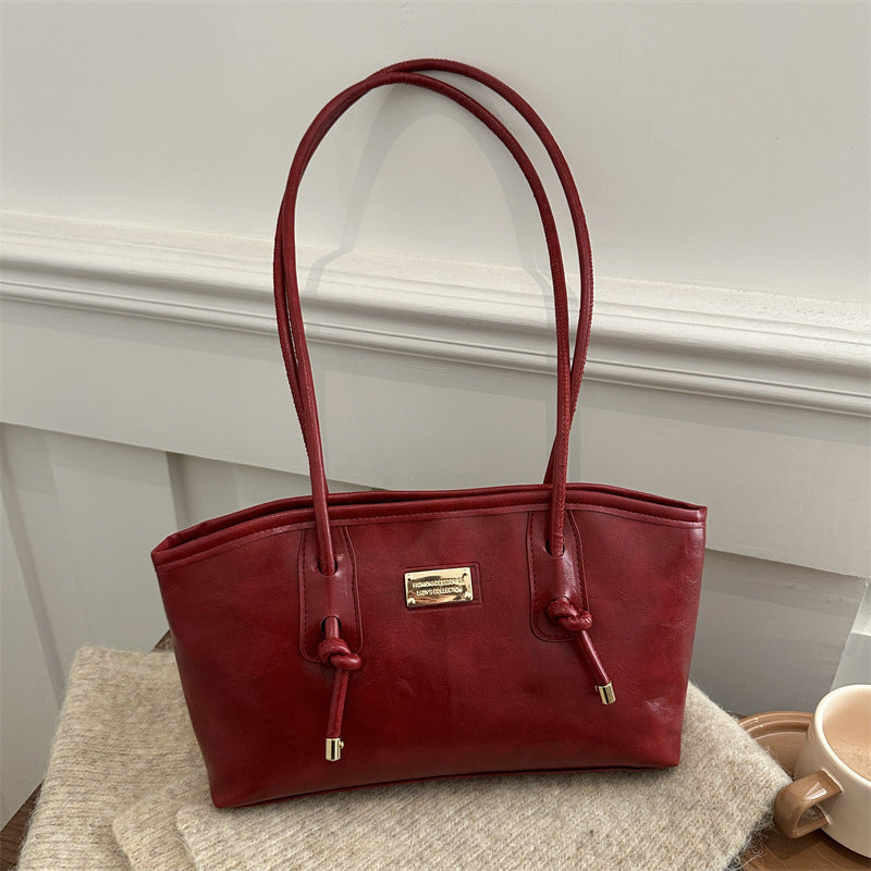 Fashion Simple Pu Commuter Tote Everyday Joker Large Capacity Shoulder Underarm Bag