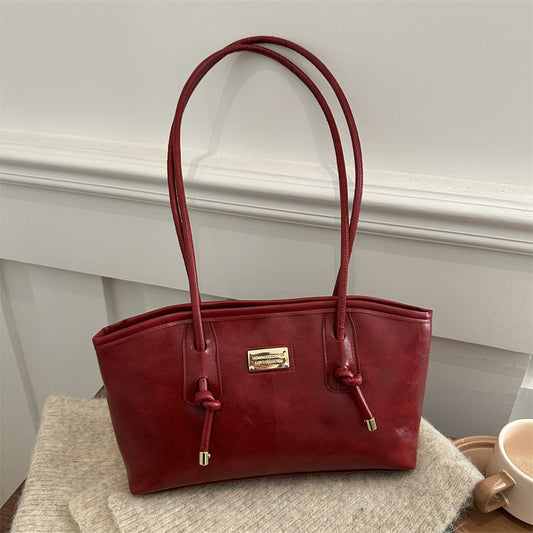 Fashion Simple Pu Commuter Tote Everyday Joker Large Capacity Shoulder Underarm Bag